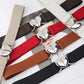 Womens Elastic Waist Belt with Heart Buckle