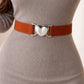 Womens Elastic Waist Belt with Heart Buckle