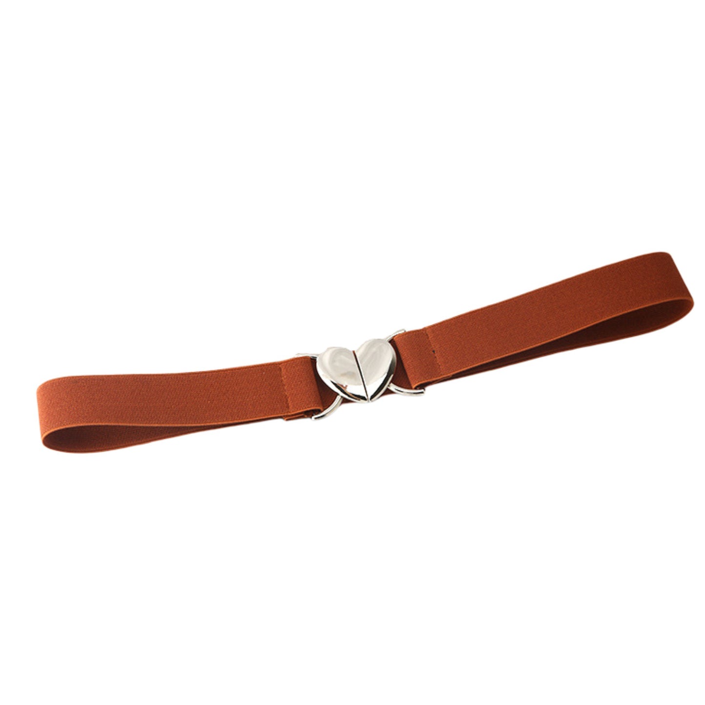 Womens Elastic Waist Belt with Heart Buckle