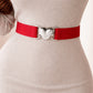 Womens Elastic Waist Belt with Heart Buckle