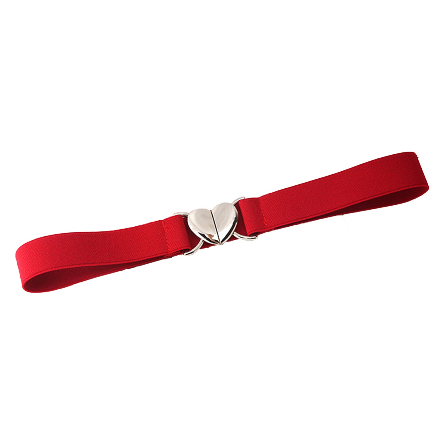 Womens Elastic Waist Belt with Heart Buckle
