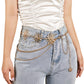 Womens Sunburst Metal Waist Chain Belt with Layered Chains