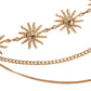 Womens Sunburst Metal Waist Chain Belt with Layered Chains