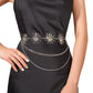 Womens Sunburst Metal Waist Chain Belt with Layered Chains