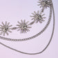 Womens Sunburst Metal Waist Chain Belt with Layered Chains