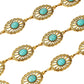 Vintage Adjustable Thin Chain Waist Belt with Turquoise Inspired Accents