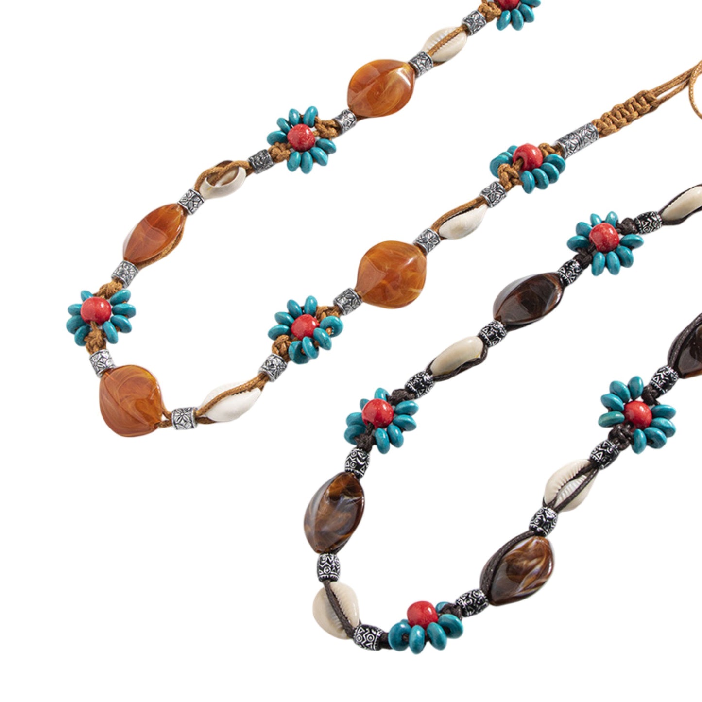 Womens Bohemian Beaded Braided Waist Belt with Adjustable Tie Closure