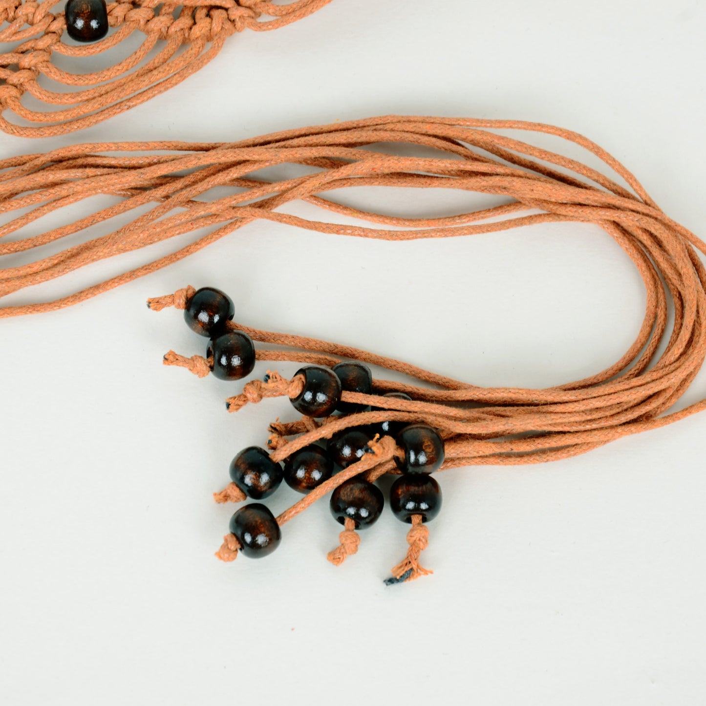 Womens Casual Braided Rope Belt with Wooden Ring