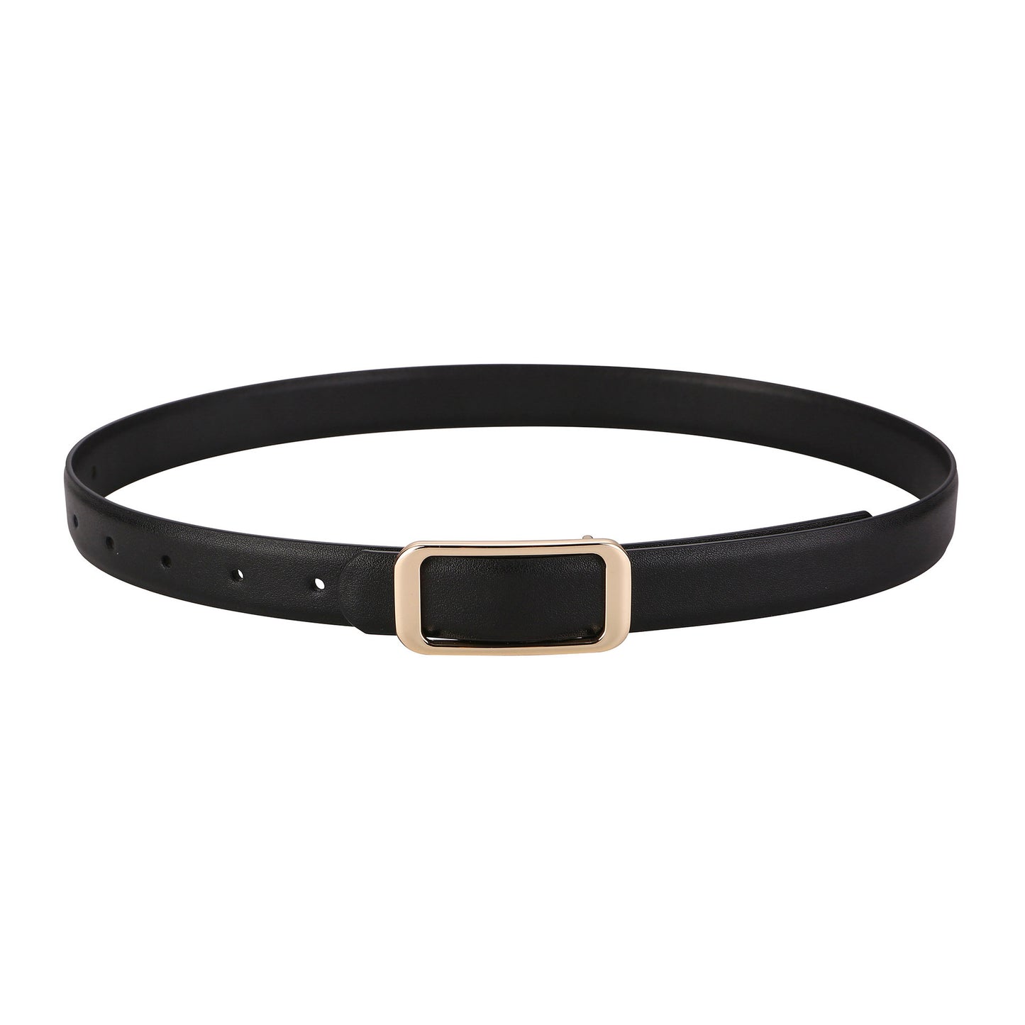 Slim Leather Belt Square Buckle Adjustable Waist Belt Classic Minimalist Style