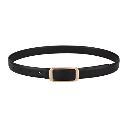 Slim Leather Belt Square Buckle Adjustable Waist Belt Classic Minimalist Style