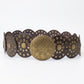 Western Style Disc Waist Belt Large Round Medallion Buckle Decorative Studded Concho Belt