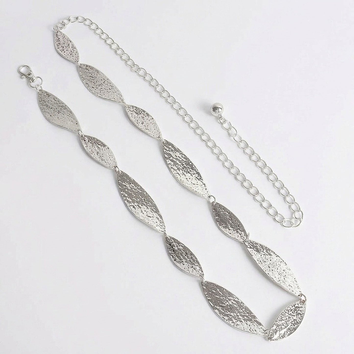 Leaf Link Chain Waist Belt Textured Metal Leaf Disc Adjustable Fashion Statement Belt
