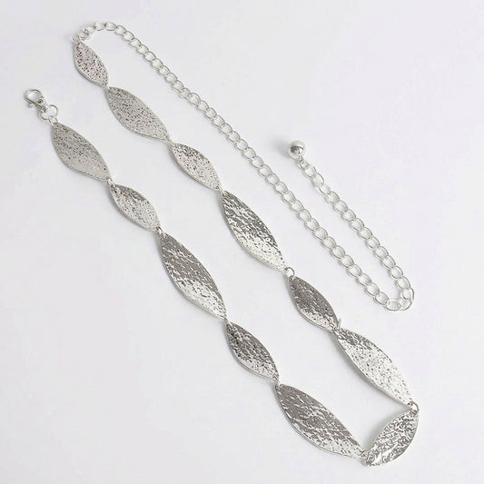 Leaf Link Chain Waist Belt Textured Metal Leaf Disc Adjustable Fashion Statement Belt