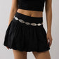 Leaf Link Chain Waist Belt Textured Metal Leaf Disc Adjustable Fashion Statement Belt