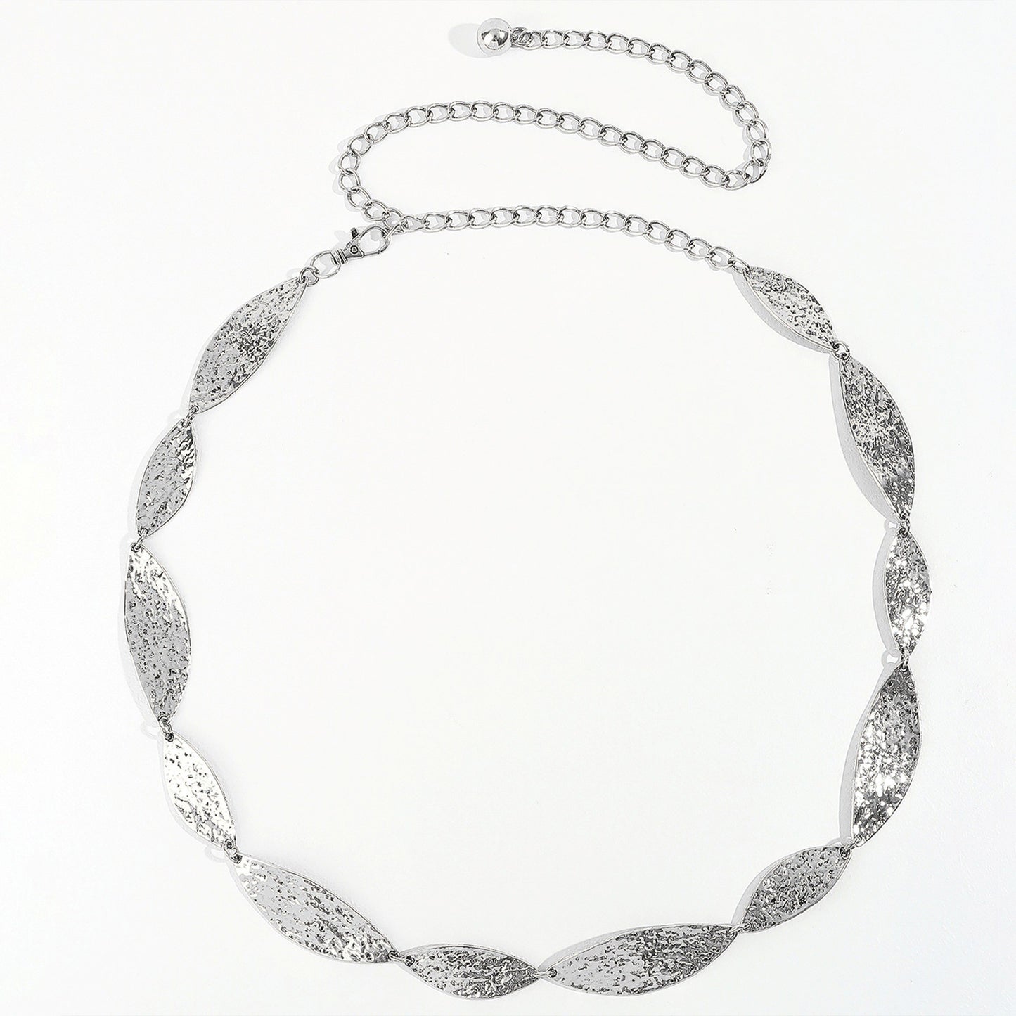 Leaf Link Chain Waist Belt Textured Metal Leaf Disc Adjustable Fashion Statement Belt