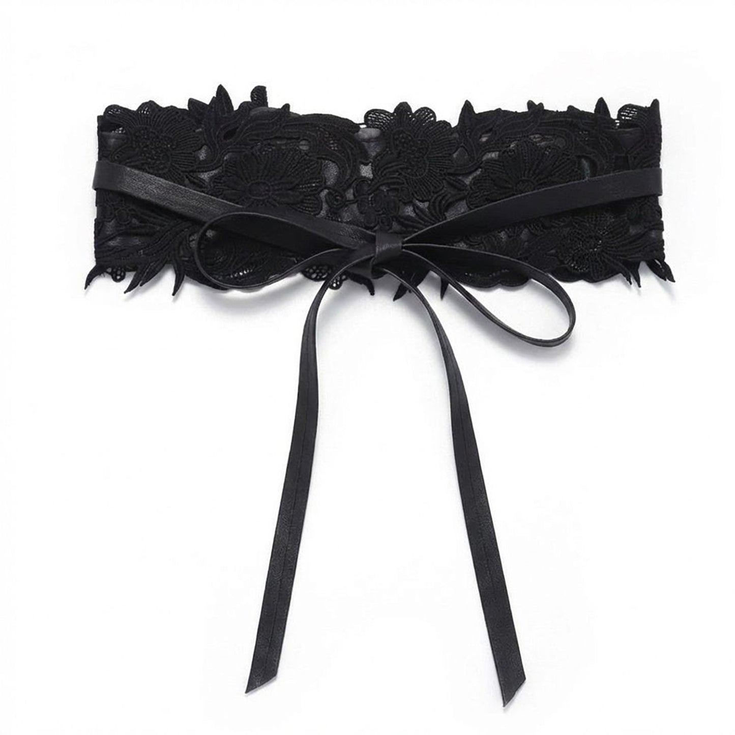 Lace Corset Waist Belt Wide Floral Lace Cinch Belt Tie Front Adjustable Statement Belt