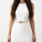 Slim Floral Metal Waist Belt Delicate Rose Buckle Skinny Adjustable Dress Belt