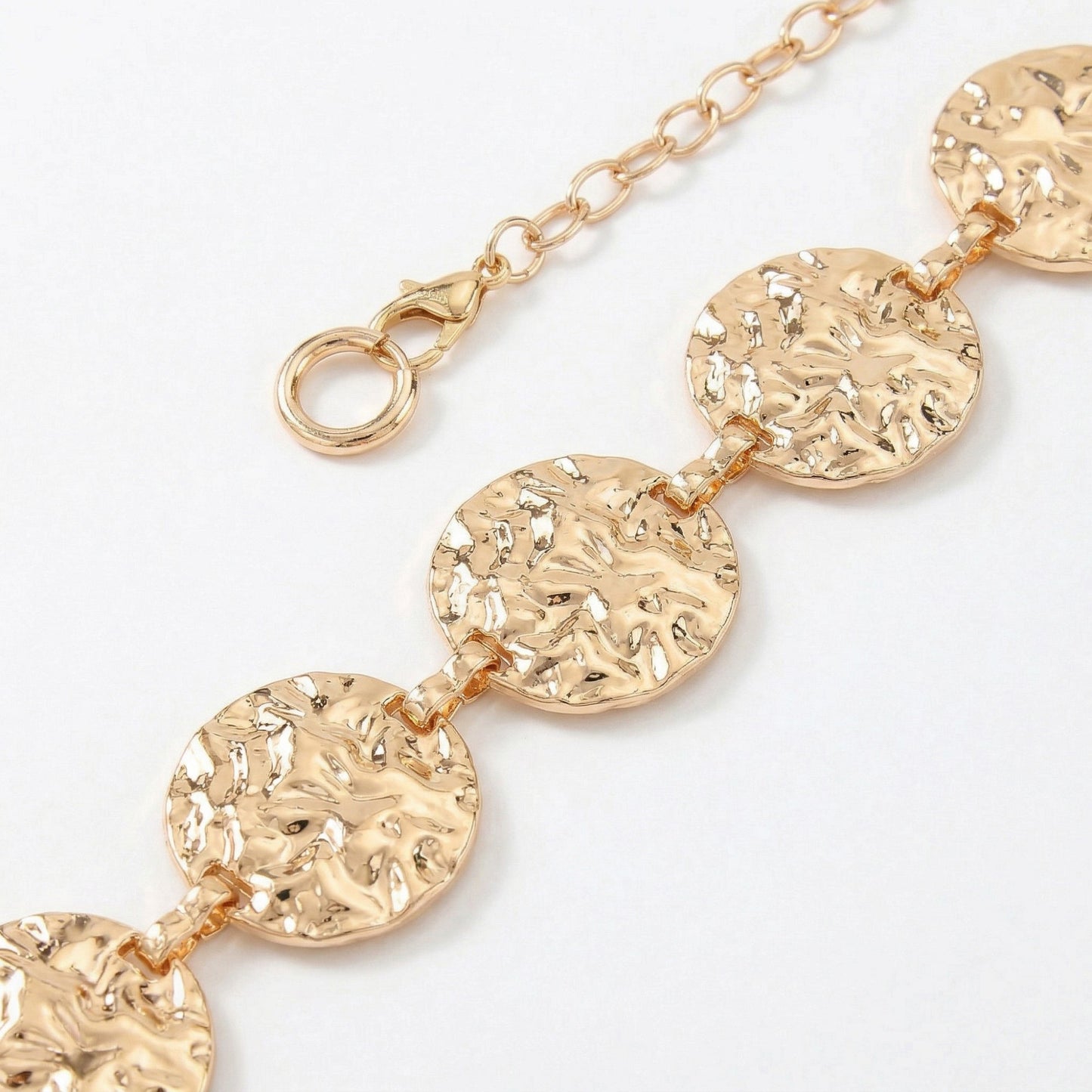 Textured Coin Disc Waist Chain Belt Adjustable Link Metal Body Jewelry Accessory
