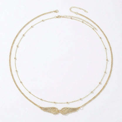 Layered Waist Chain Belt with Wing Charm Pendant Adjustable Link Body Jewelry Accessory