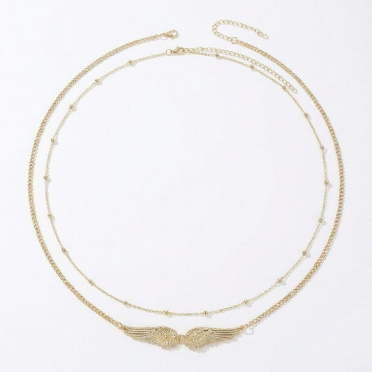 Layered Waist Chain Belt with Wing Charm Pendant Adjustable Link Body Jewelry Accessory