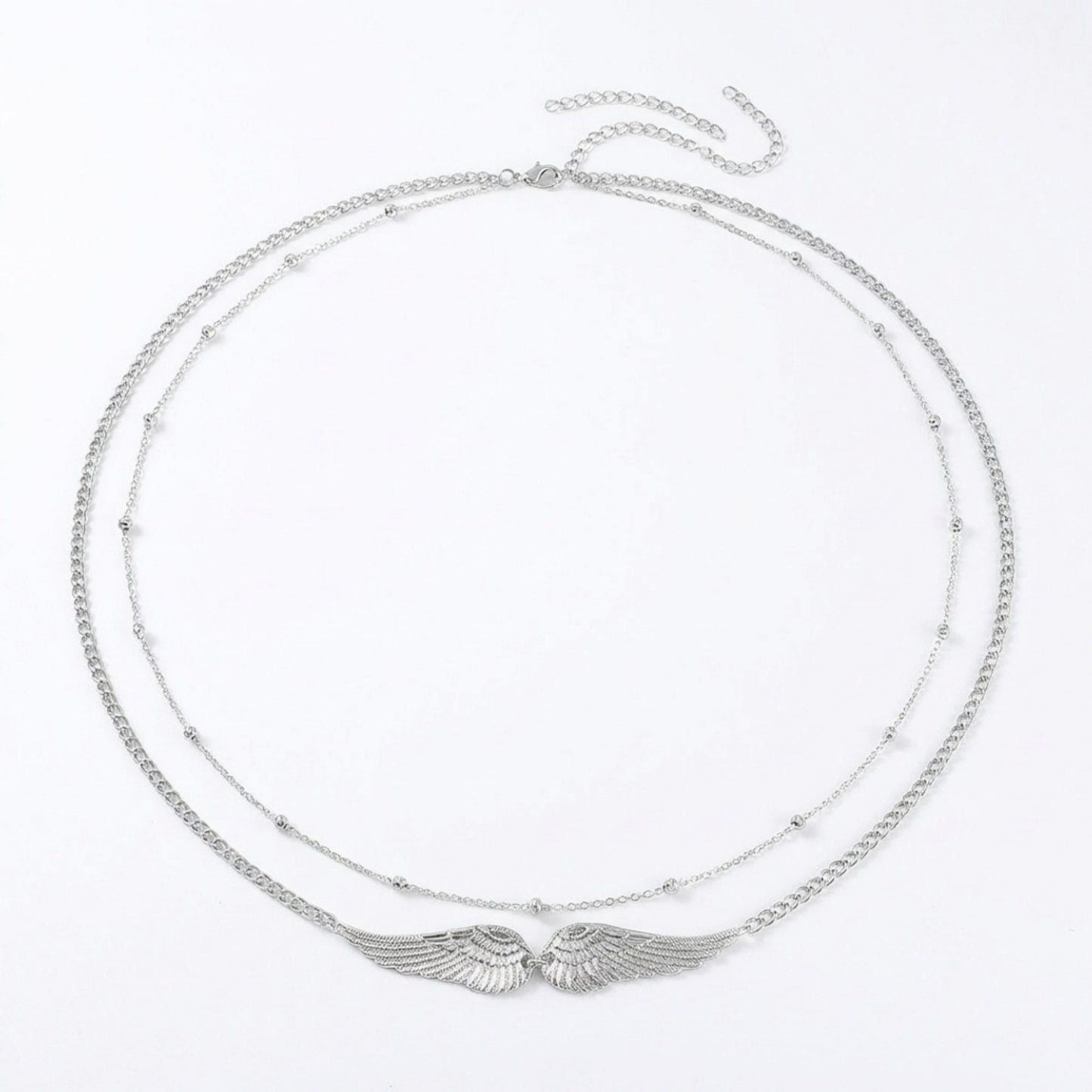 Layered Waist Chain Belt with Wing Charm Pendant Adjustable Link Body Jewelry Accessory