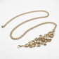 Crystal Floral Waist Chain Belt with Rhinestone Cluster Pendant Adjustable Link Body Jewelry