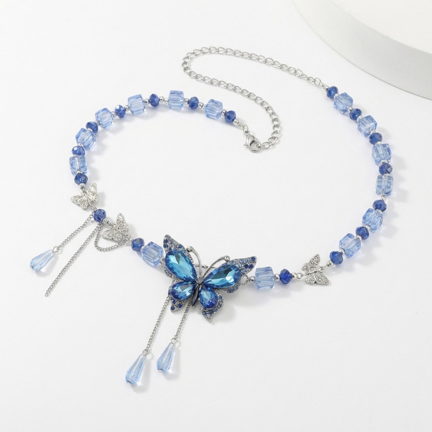Butterfly Beaded Waist Chain Belt with Crystal Pendant Fringe Adjustable Body Jewelry