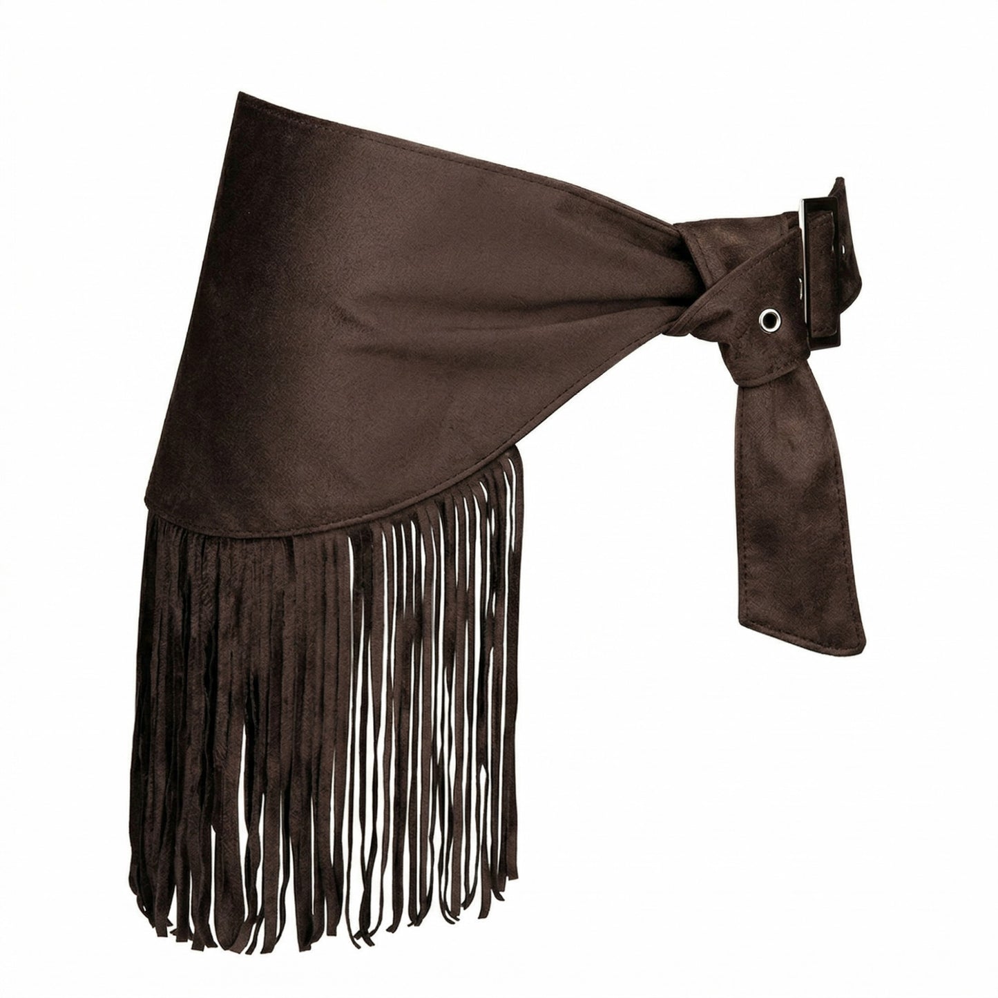 Fringe Waist Belt Wrap Tie Adjustable Faux Suede Western Style Hip Scarf Accessory
