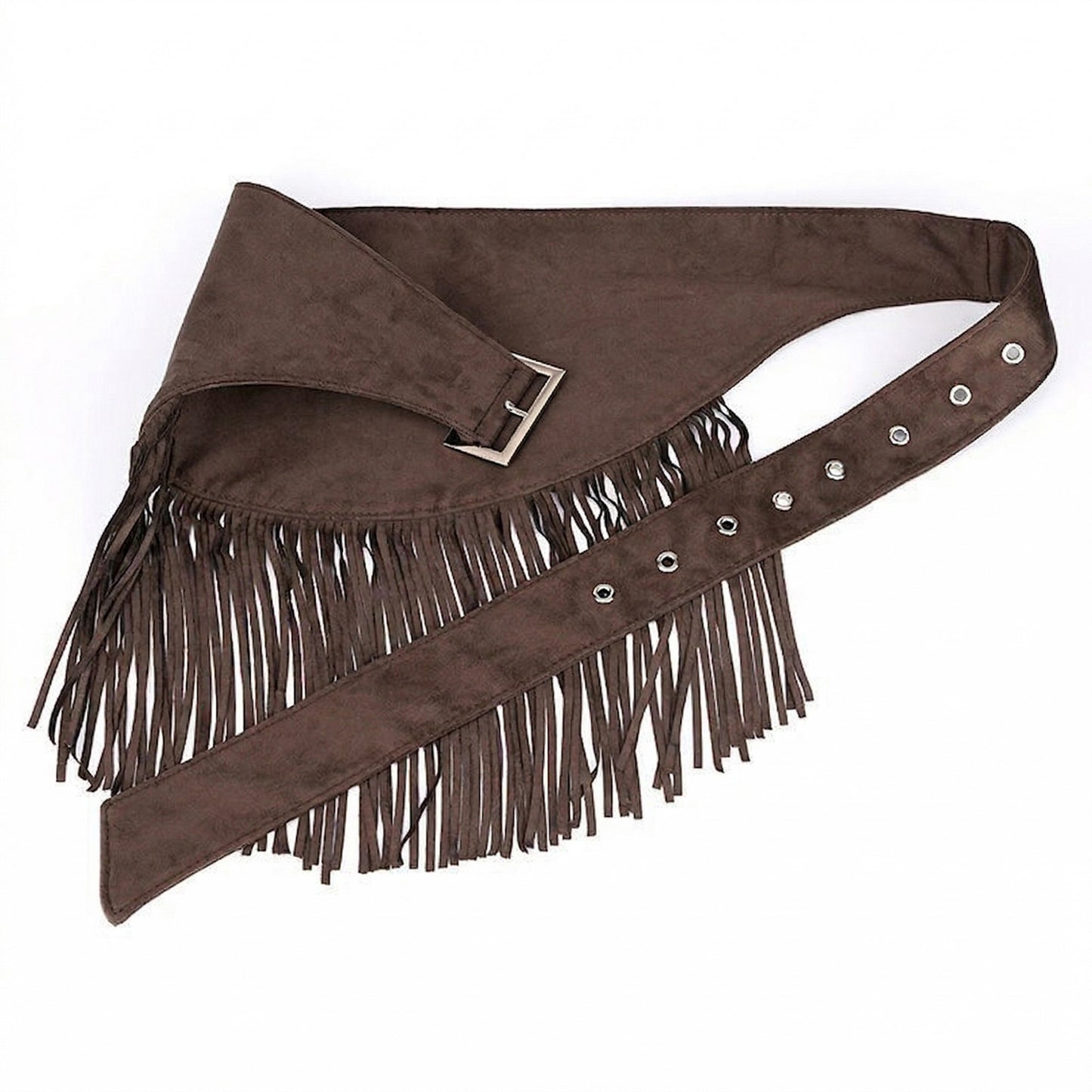 Fringe Waist Belt Wrap Tie Adjustable Faux Suede Western Style Hip Scarf Accessory