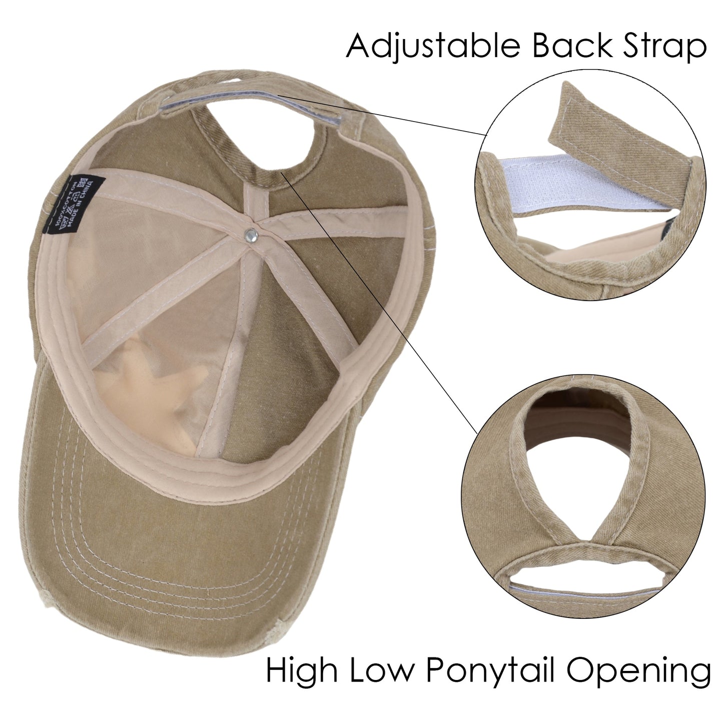 Baseball Cap Glitter Star Distressed Ponytail Hat High Messy Bun Ponycap Trucker Dad Hat