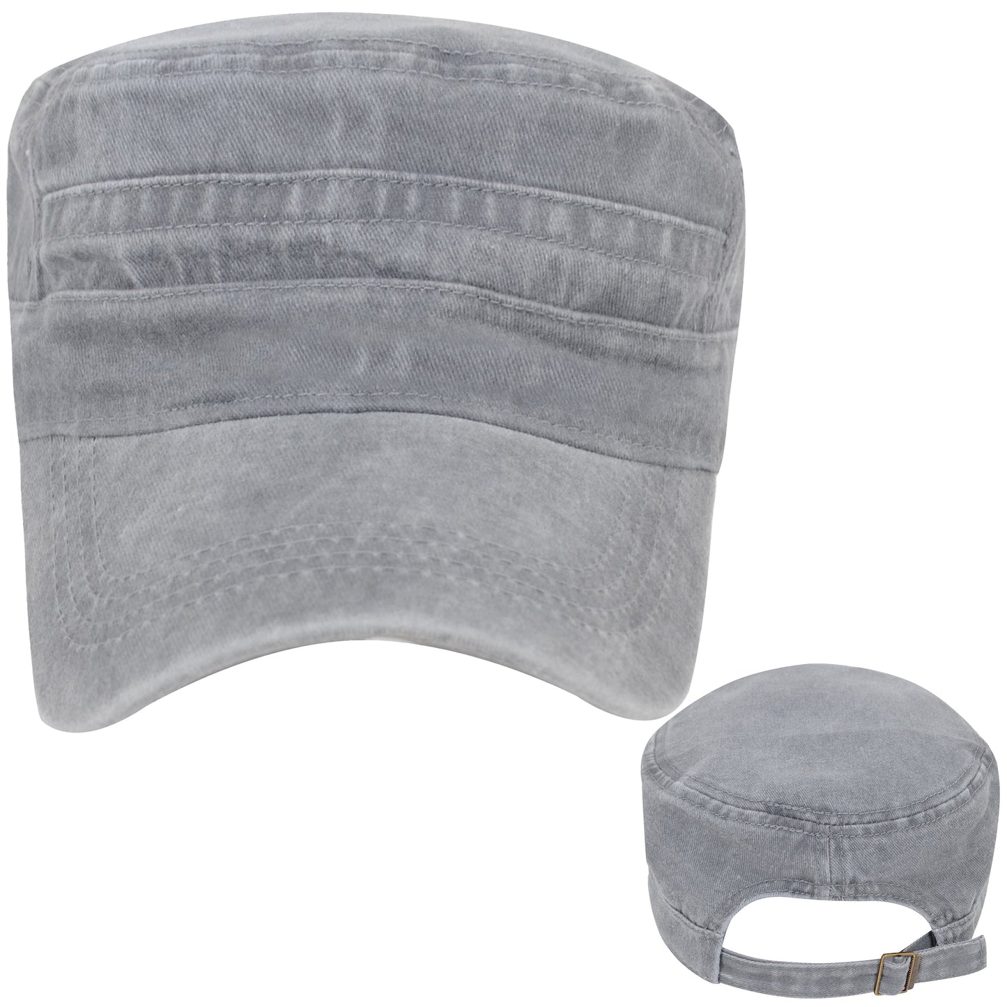 Unisex Cotton Basic Cadet Hats Vintage Washed Flat Top Cap with Adjustable Strap