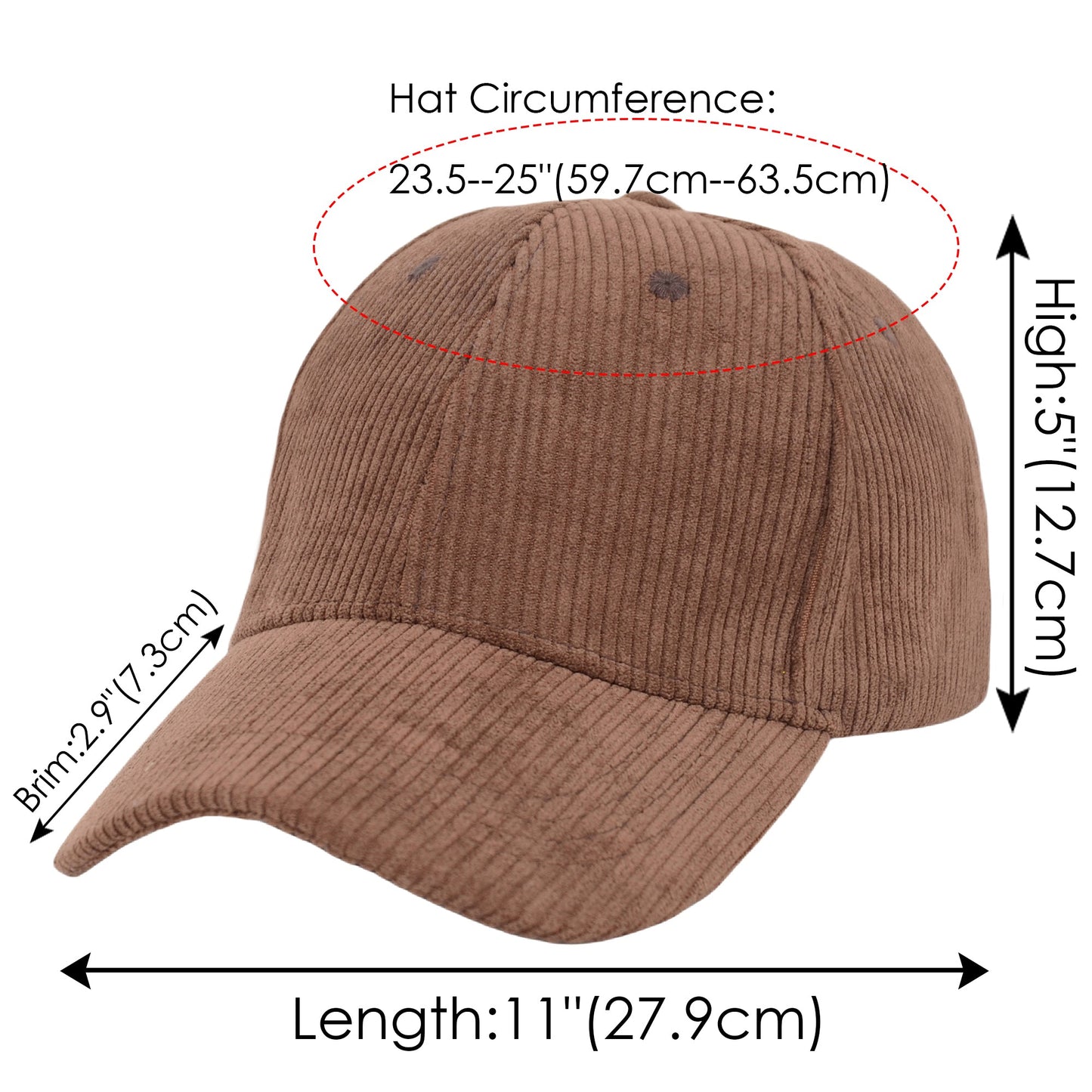 Vintage Corduroy Baseball Cap Solid Color Adjustable Strap Trucker Hat for Women Men