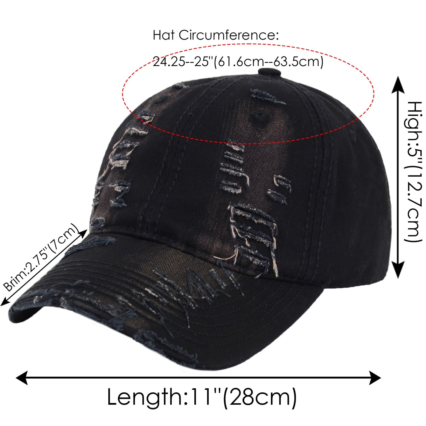 Vintage Washed Distressed Baseball Cap Denim Cotton Adjustable Dad Hats for Women Men