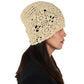 Crochet Floral Slouchy Beanie Hat Lightweight Handmade Knit Cutout Skull Cap for Women