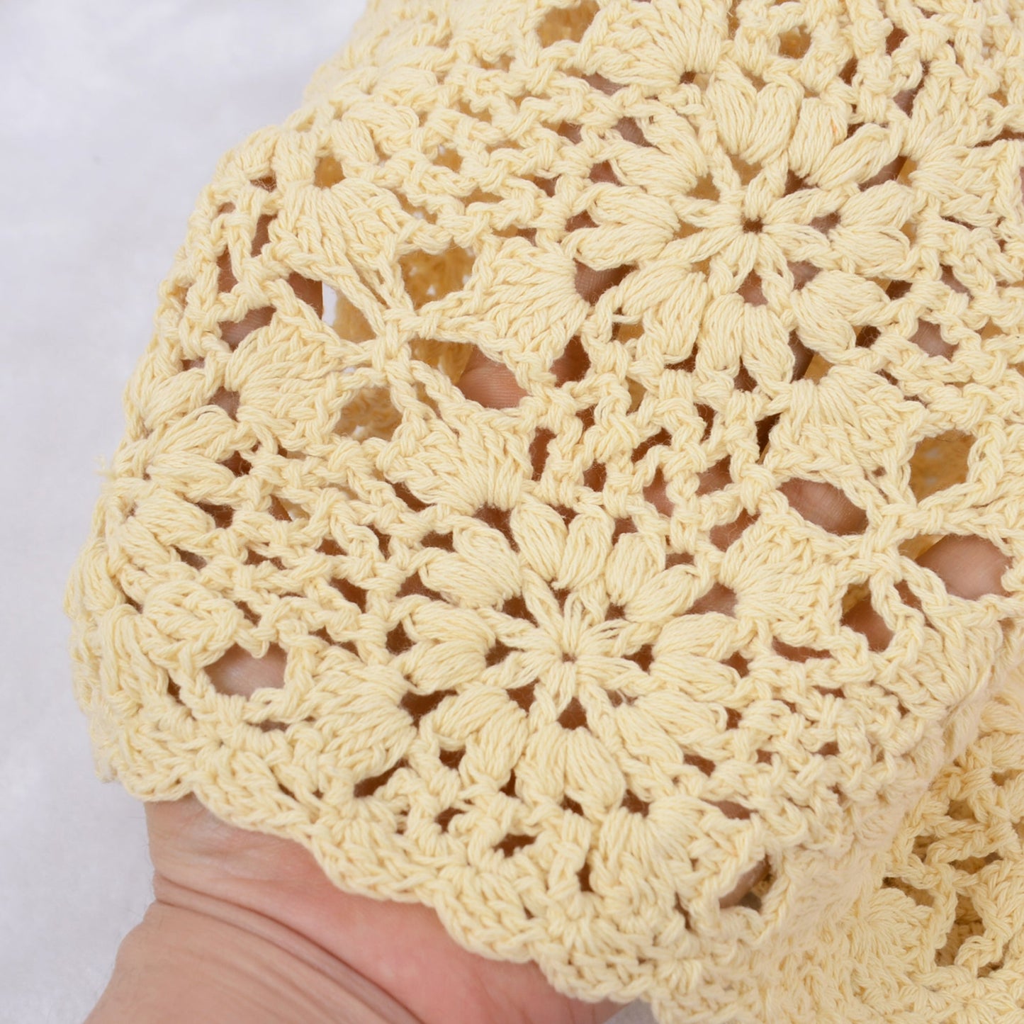 Crochet Floral Slouchy Beanie Hat Lightweight Handmade Knit Cutout Skull Cap for Women