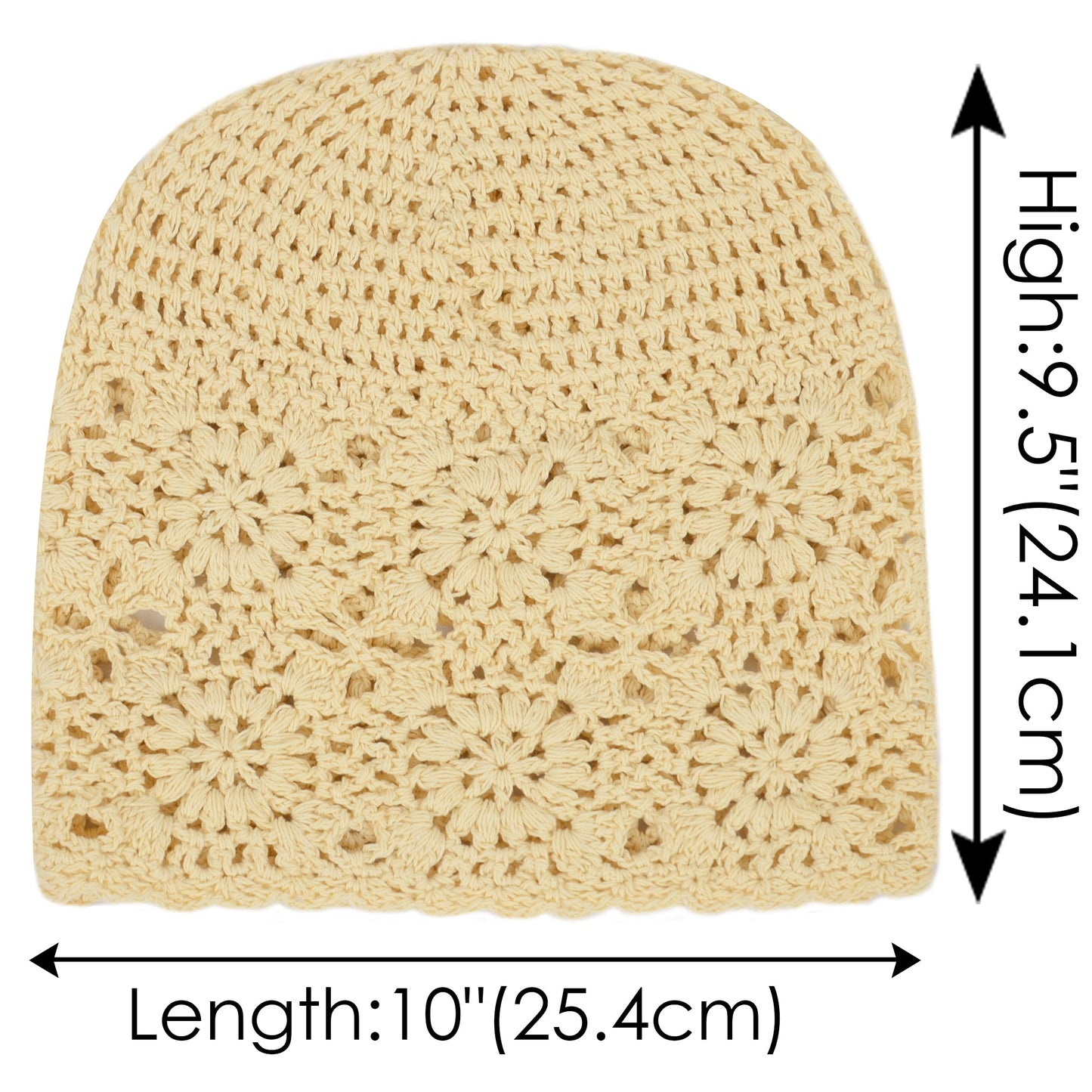Crochet Floral Slouchy Beanie Hat Lightweight Handmade Knit Cutout Skull Cap for Women