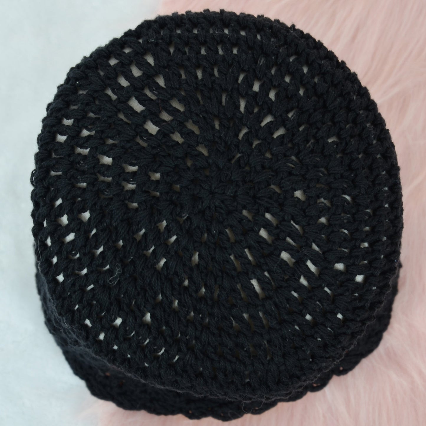 Crochet Floral Slouchy Beanie Hat Lightweight Handmade Knit Cutout Skull Cap for Women