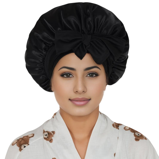 Silk Bonnet for Sleeping Satin Lined Hair Bonnet with Long Tie Band for Women Curly Hair