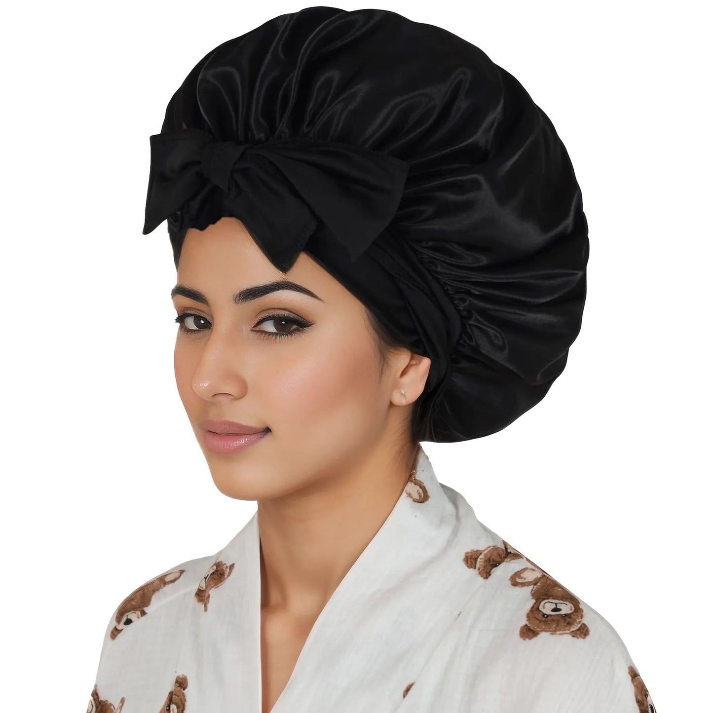 Silk Bonnet for Sleeping Satin Lined Hair Bonnet with Long Tie Band for Women Curly Hair