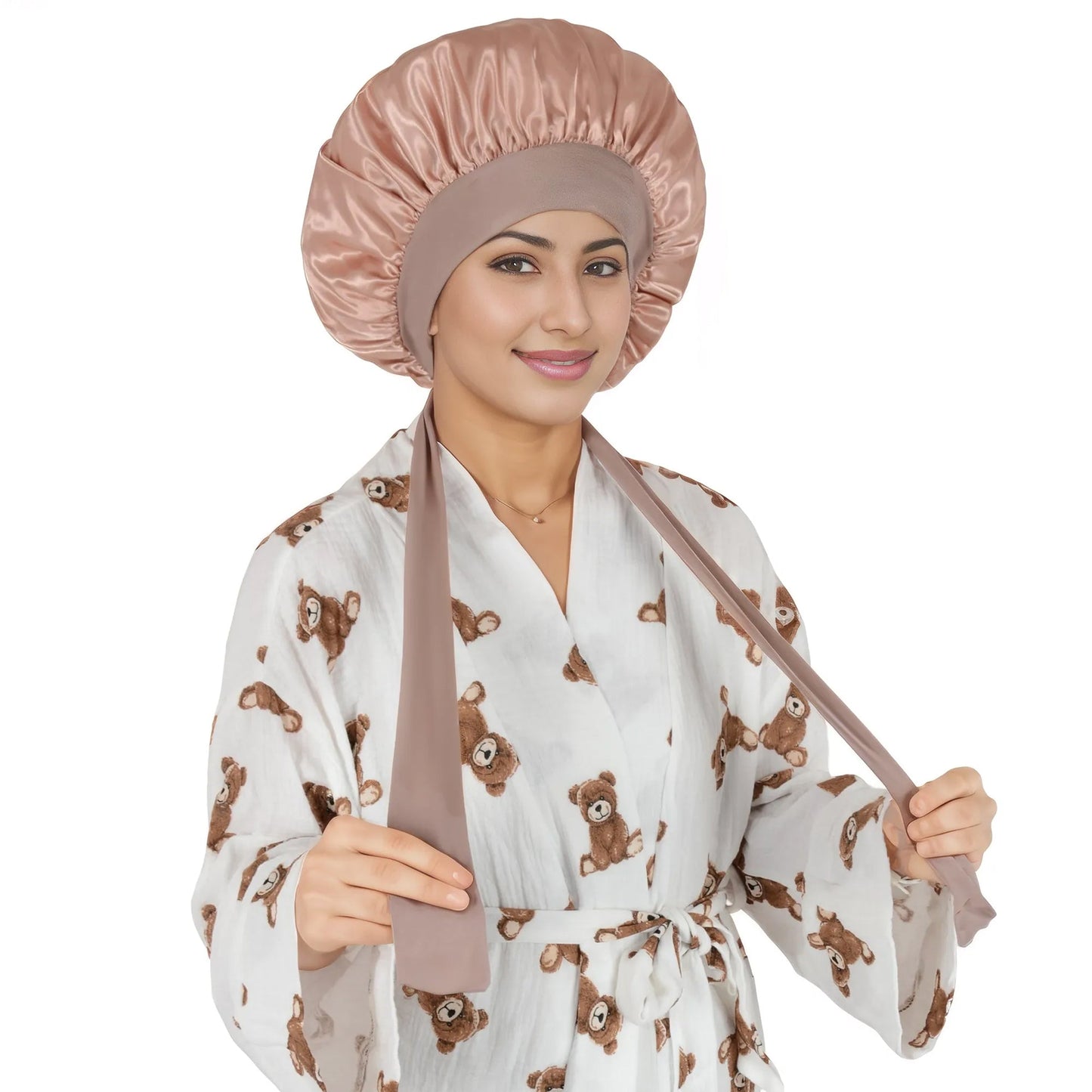 Silk Bonnet for Sleeping Satin Lined Hair Bonnet with Long Tie Band for Women Curly Hair