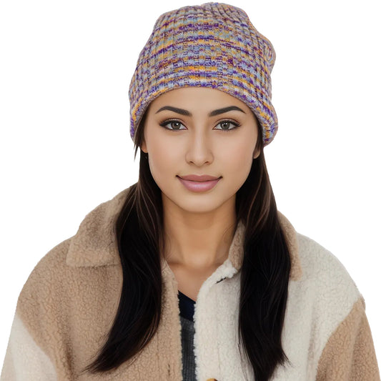 Winter Slouchy Beanie Hat Colorful Stretchy Knit Long Baggy Slouch Skull Cap for Women