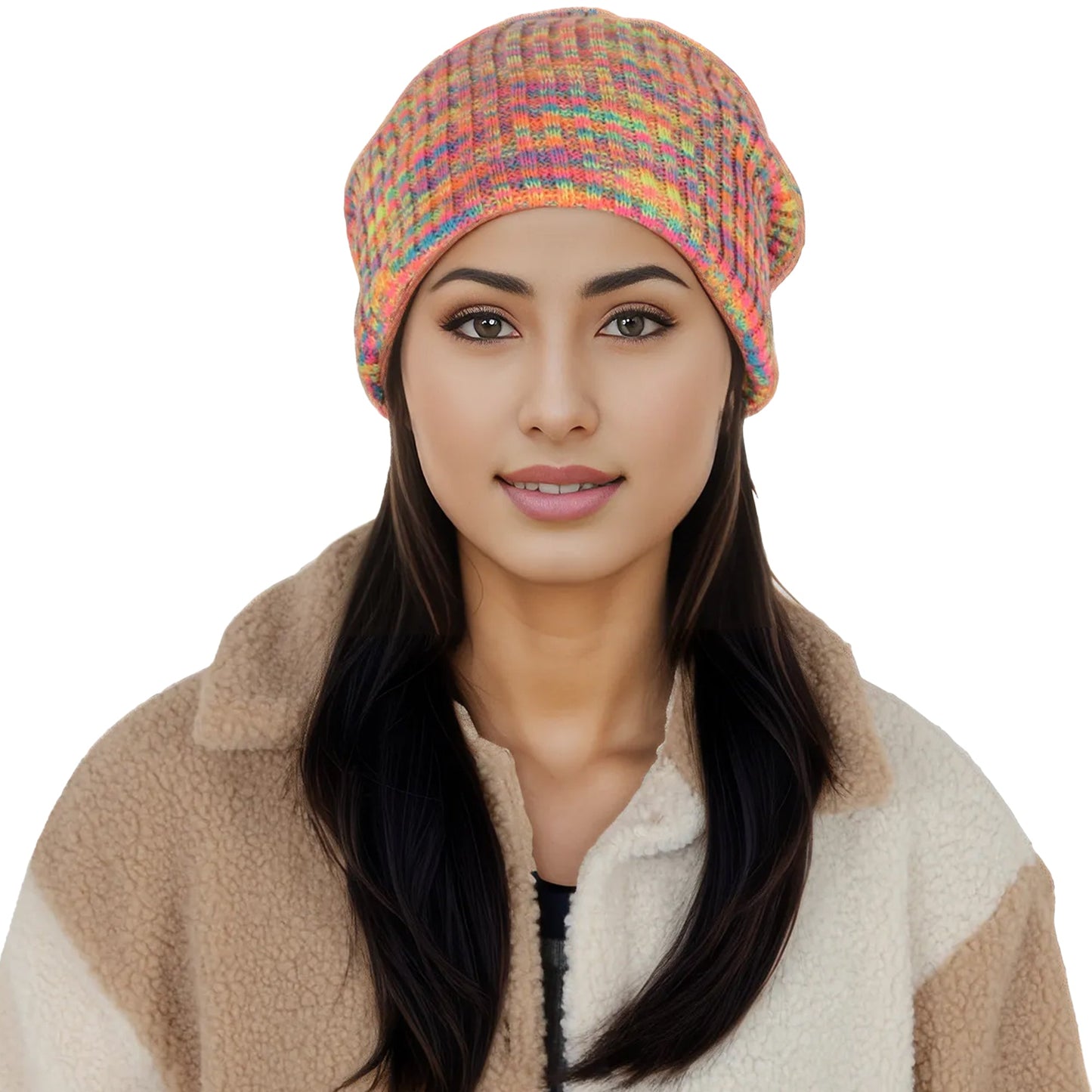 Winter Slouchy Beanie Hat Colorful Stretchy Knit Long Baggy Slouch Skull Cap for Women