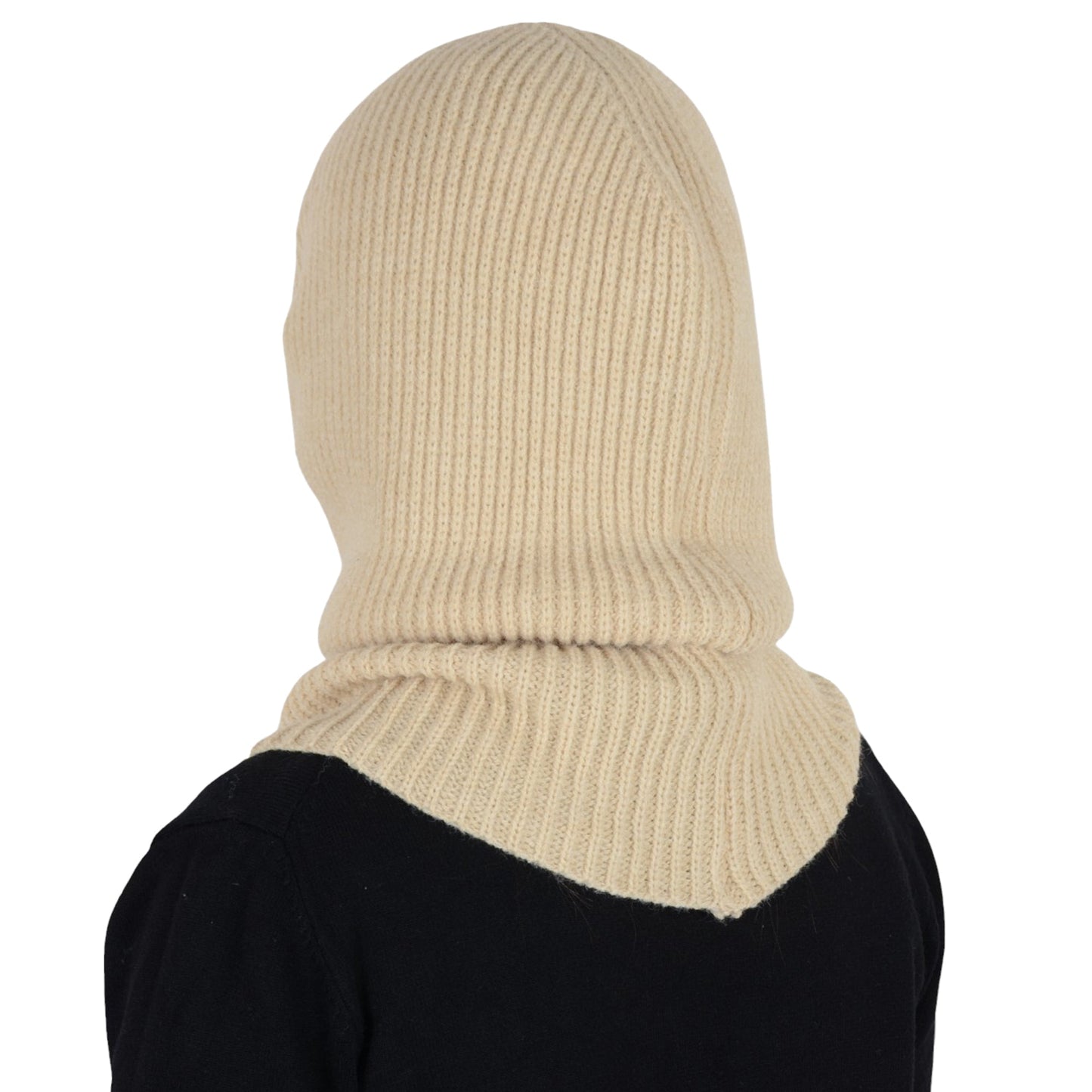 Solid Hooded Scarf Hat Winter Balaclava Knit Skull Cap Beanie Hat Neck Gaiters for Women