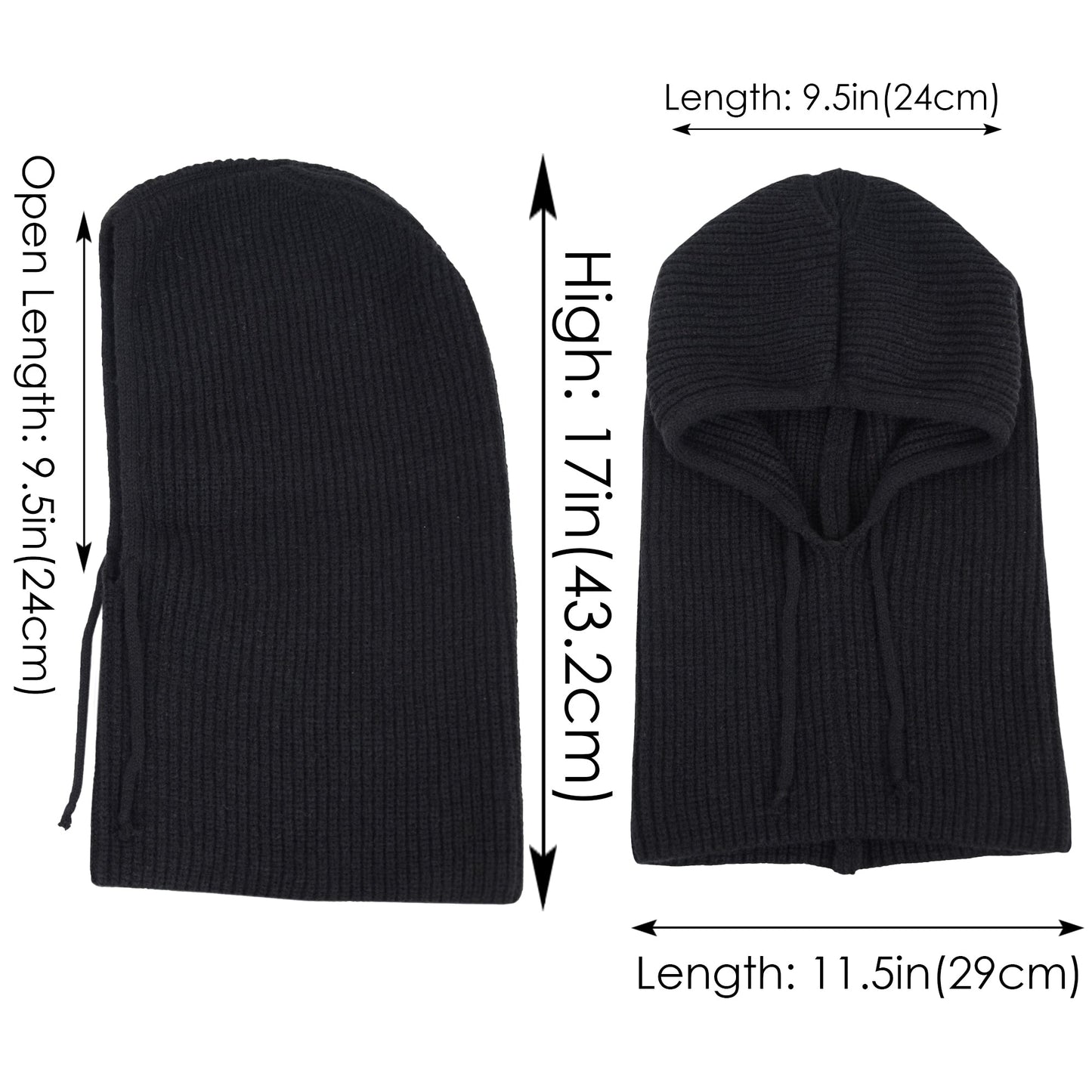 Solid Hooded Scarf Hat Winter Balaclava Knit Skull Cap Beanie Hat Neck Gaiters for Women