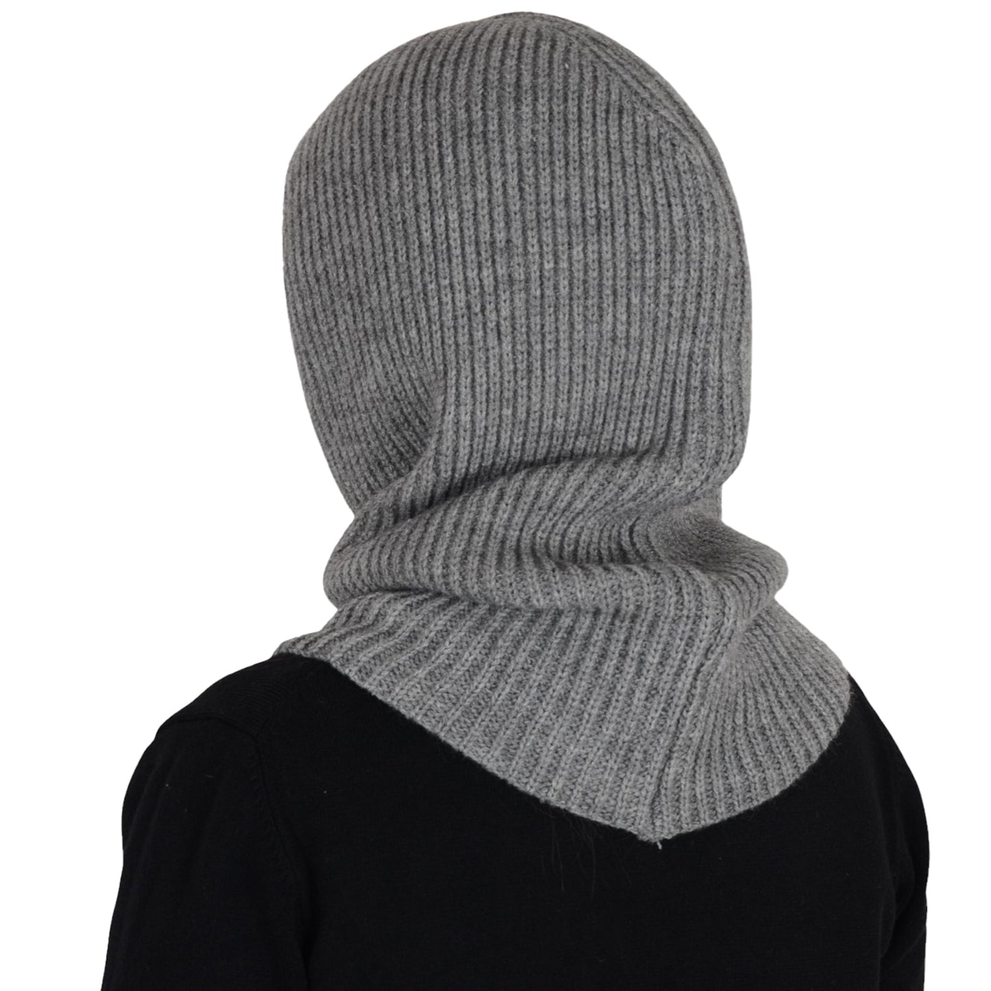 Solid Hooded Scarf Hat Winter Balaclava Knit Skull Cap Beanie Hat Neck Gaiters for Women