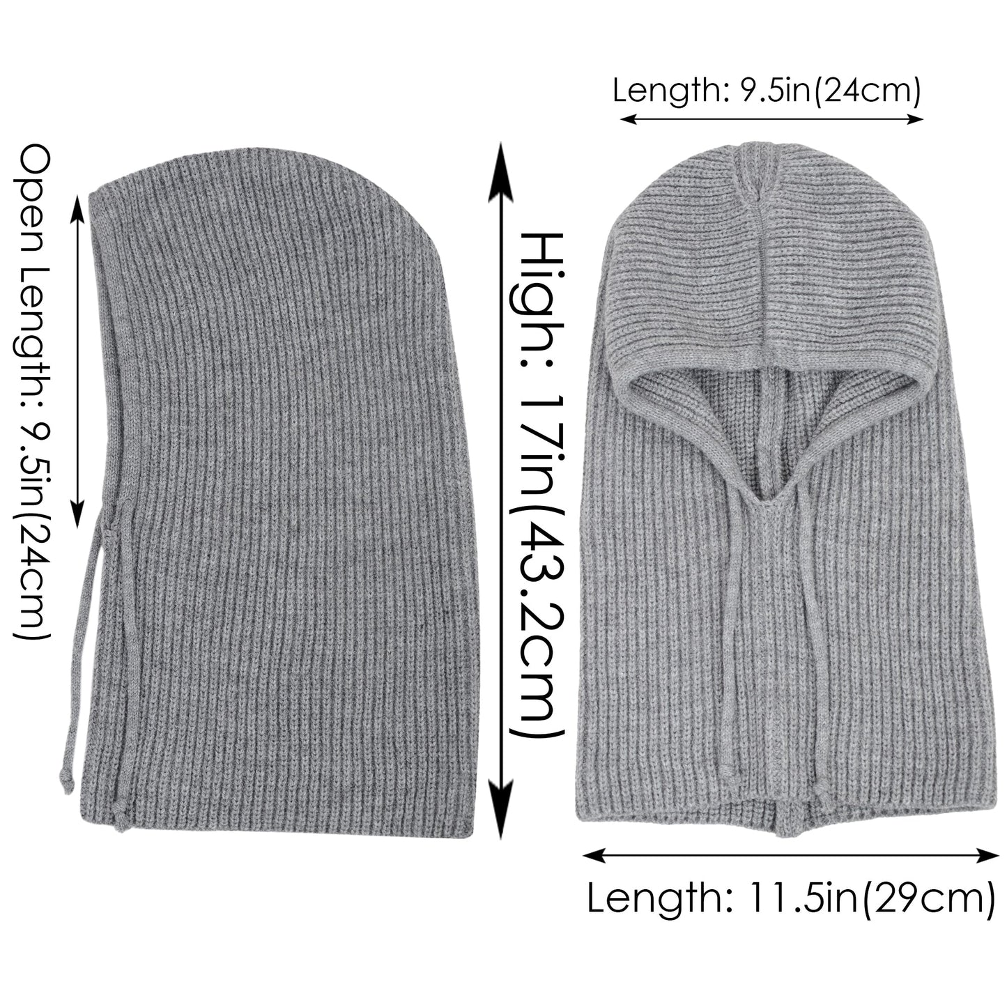 Solid Hooded Scarf Hat Winter Balaclava Knit Skull Cap Beanie Hat Neck Gaiters for Women