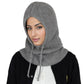Solid Hooded Scarf Hat Winter Balaclava Knit Skull Cap Beanie Hat Neck Gaiters for Women