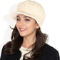 Knitted Newsboy Cap with Braided Cable Pattern and Stylish Brim Design