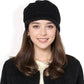 Knitted Newsboy Cap with Braided Cable Pattern and Stylish Brim Design