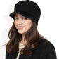 Knitted Newsboy Cap with Braided Cable Pattern and Stylish Brim Design